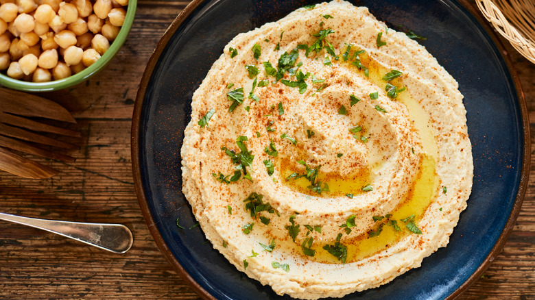 hummus on a plate