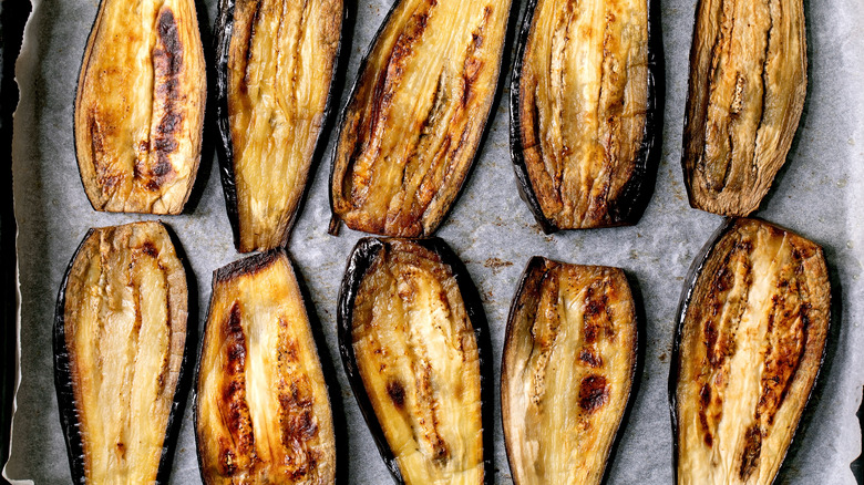 tray of roasted eggplant