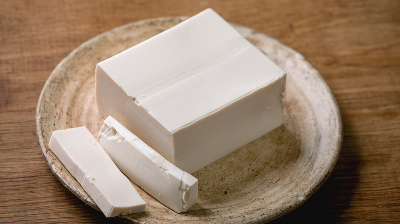 Silken tofu on a plate