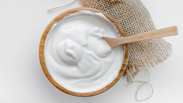 Sour cream in a bowl