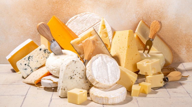 Different varieties of cheese