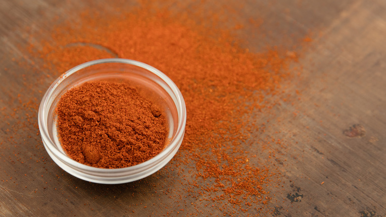 Cayenne pepper powder in a glass bowl