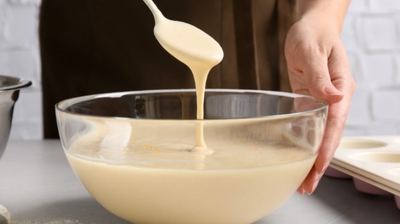 Mixing a cake batter