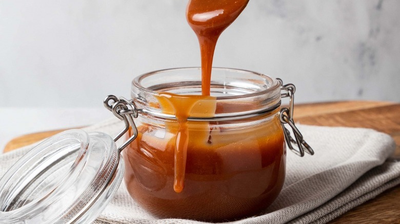 Warm caramel bourbon sauce