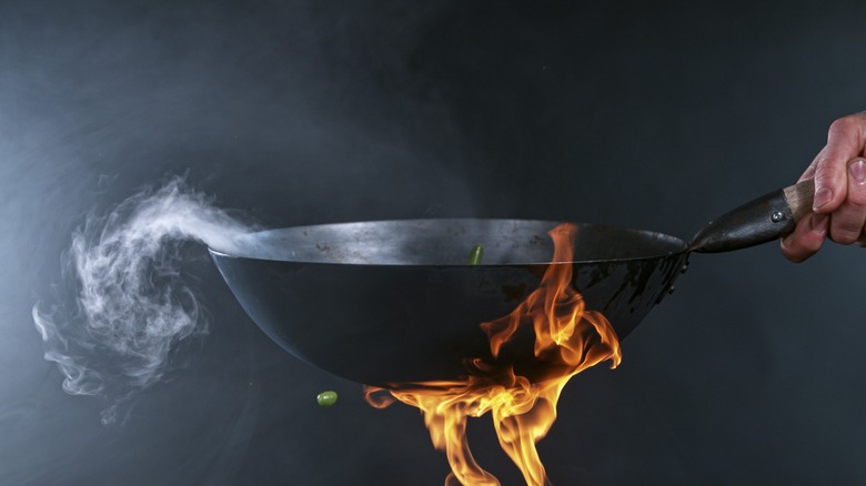 Cooking with a wok