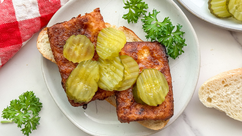 crispy tofu with pickles