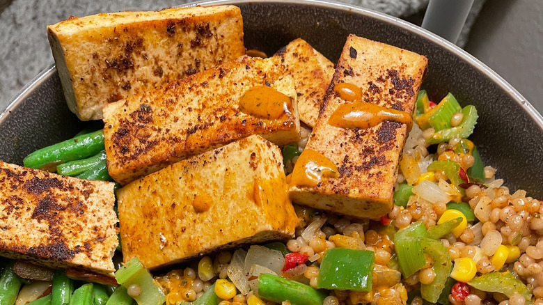 blackened tofu with rice