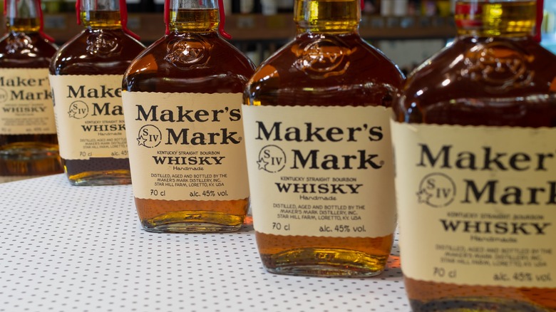 Bottles of Maker's Mark in a row