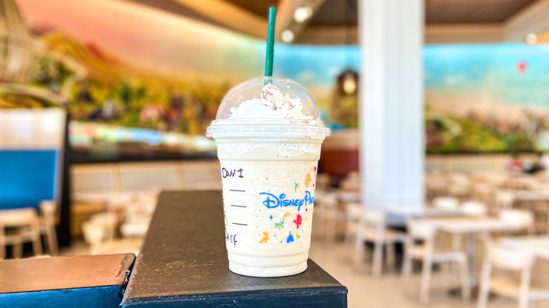 Chai creme frappuccino on counter