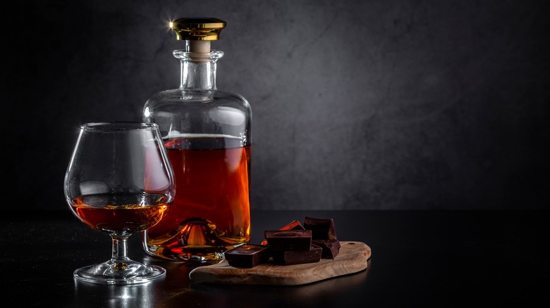 chocolate pieces bottle cognac 