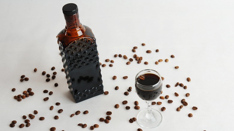 Coffee liqueur with beans