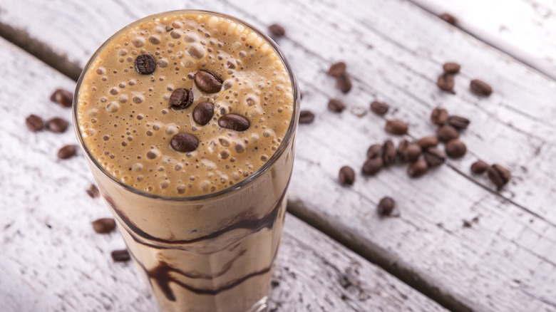 Coffee milkshake with whole beans