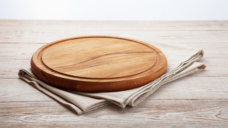 Cutting board on table