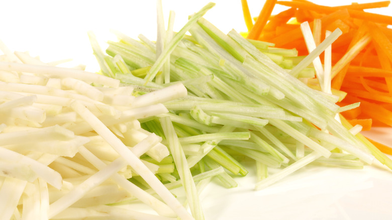 Assortment of julienne cut veggies