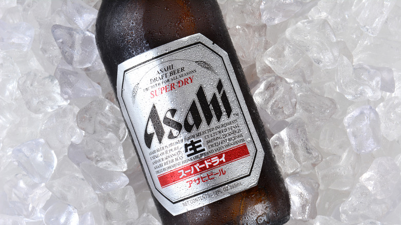 Asahi Beer glass bottle 