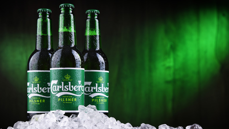 Carlsberg green beers on ice