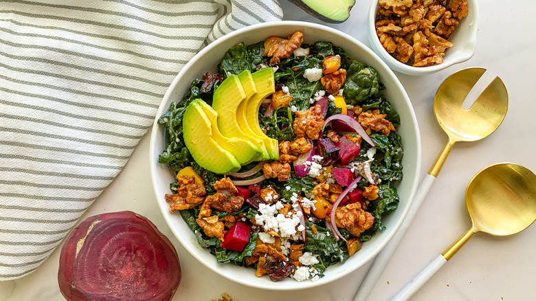 kale and beet salad bowl