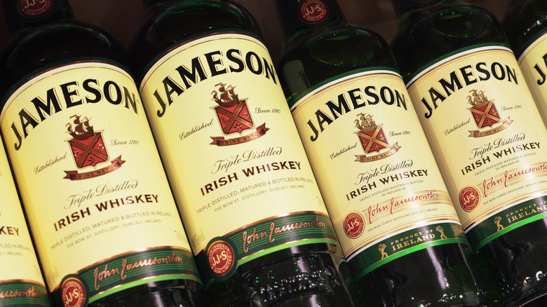 Closeup of Jameson bottles