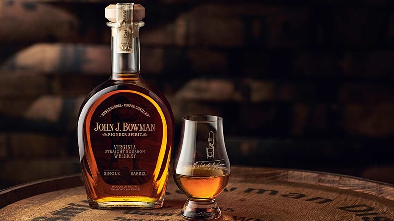 John J. Bowman bourbon with glass