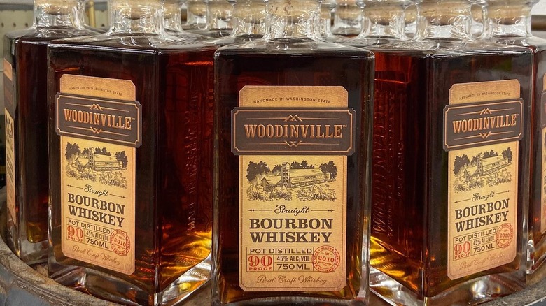 Woodinville Bourbon bottles displayed