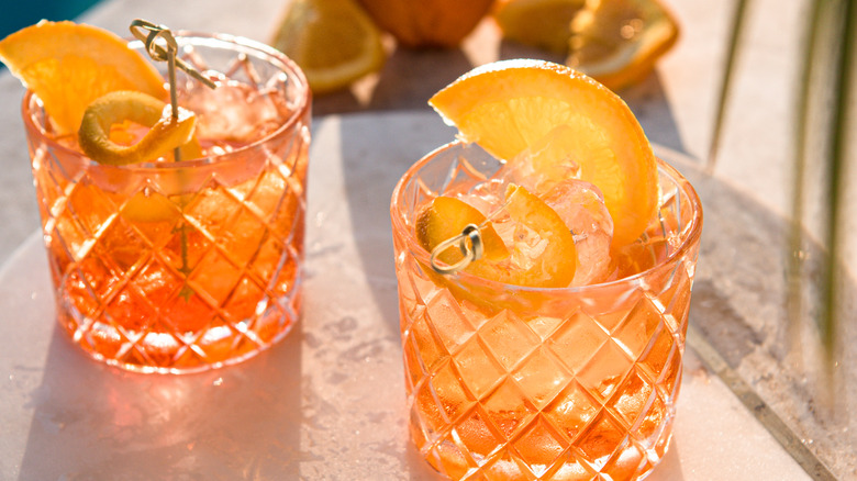 Cocktail glasses with orange slice