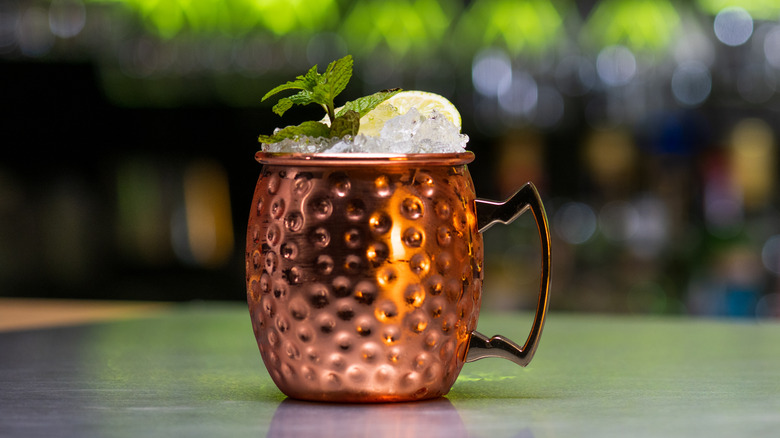 Moscow Mule in copper mug