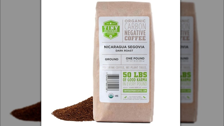 50-pound bag of dark-roasted Nicaraguan beans on white background