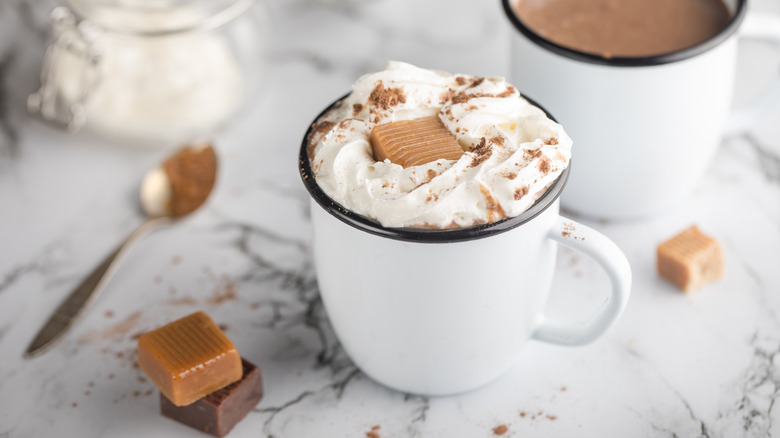 salted caramel whiskey hot chocolate