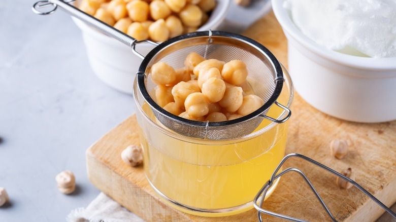 Chickpeas soaking to make aquafaba