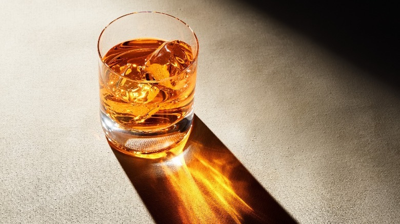 Scotch in glass with ice