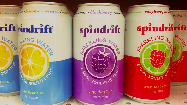Cans of Spindrift sparkling water