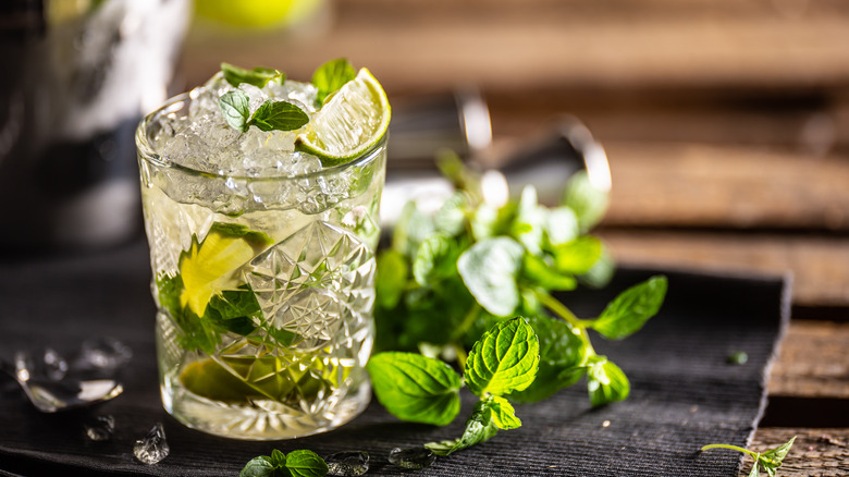 drink with ice and mint