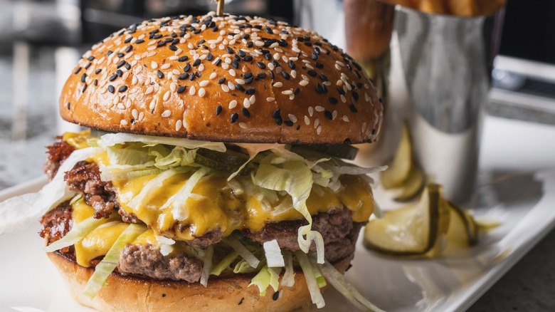 Burger with sesame bun 