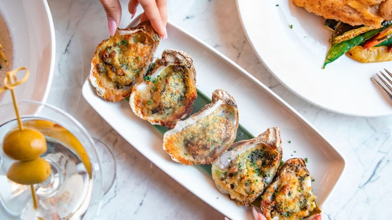 Grilled oysters and martini