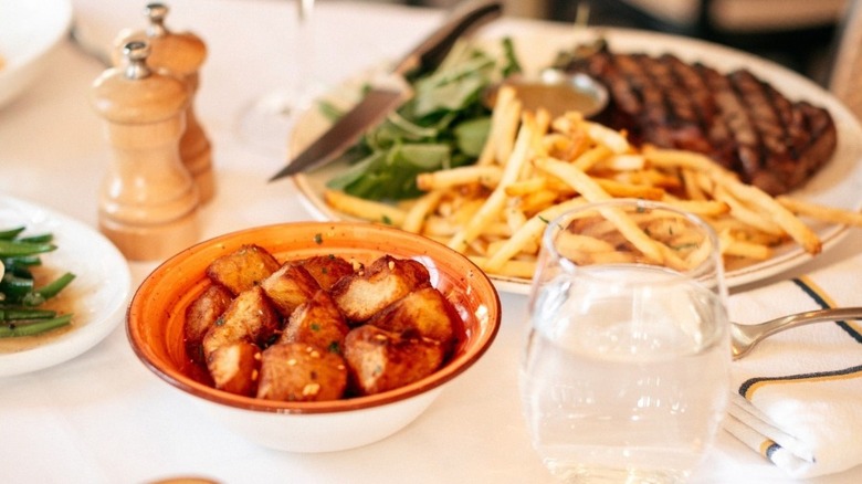 Steak frites and wine