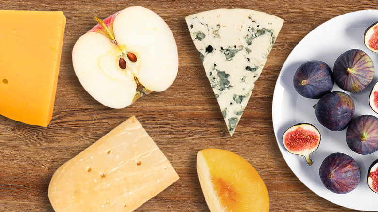 selection of cheeses and fruits