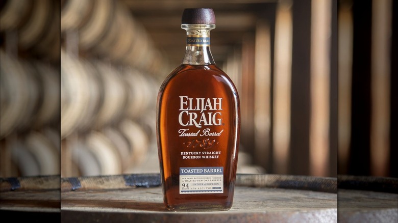 A bottle of Elijah Craig Toasted Barrel bourbon