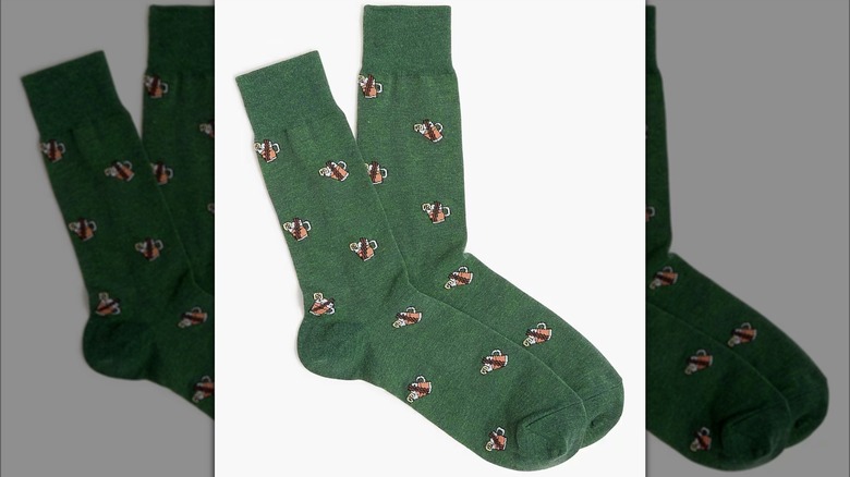 Green socks with bourbon designs