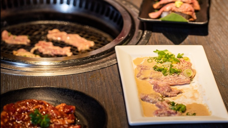 Tabletop grill at Gyu-Kaku