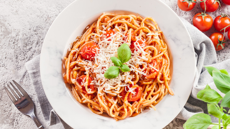 pasta dish with grated cheese