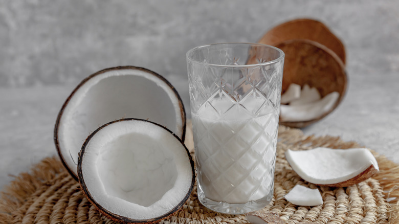 Coconut milk with coconuts 