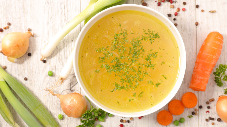 Vegetable stock with ingredients