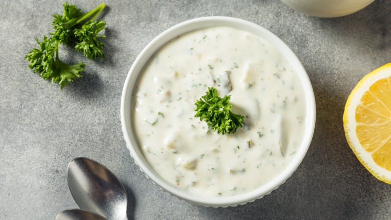 Bowl of homemade ranch dressing