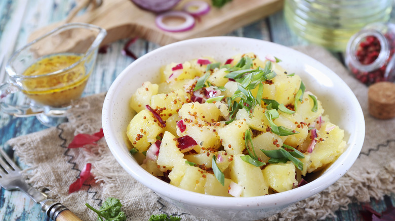 Bowl of French potato salad 