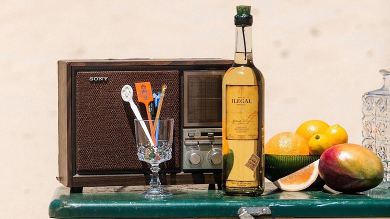 Ilegal bottle radio and fruit