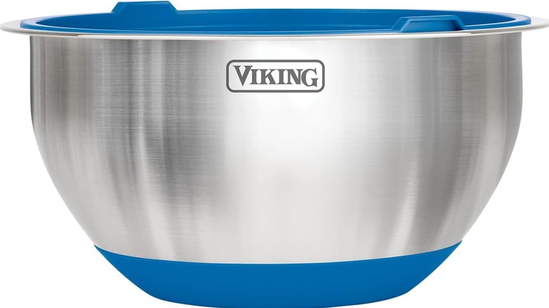 A Viking stainless steel mixing bowl