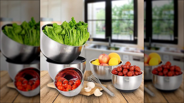 Wildone mixing bowls with fruits and vegetables