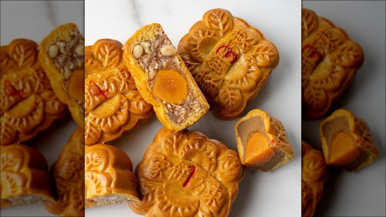 mooncakes sliced open