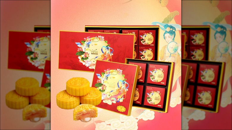 mooncakes and decorative boxes