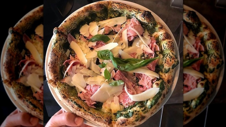 pizza on a table